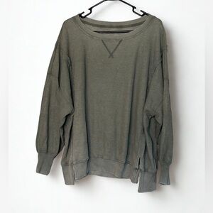 American Eagle Outfitters waffle Knit Sweater in Sage green